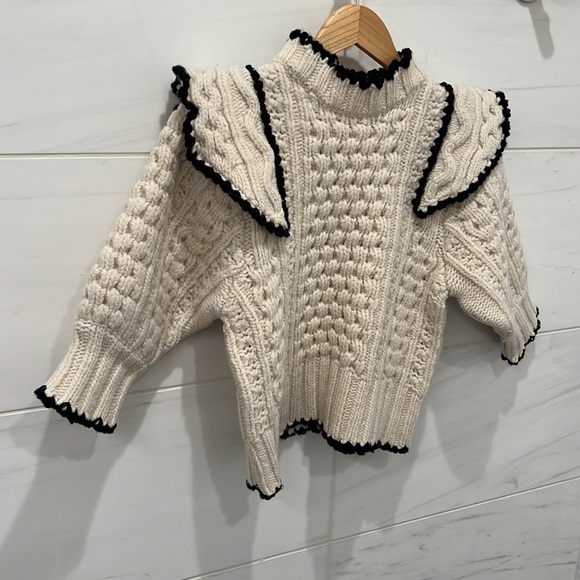 SEA New York | Ferdi Cropped Crochet and Cable-Knit Wool Sweater - Size Medium - Picture 4 of 9